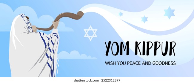 Banner do Yom Kippur, Rosh Hashaná, Shana tova. Shofar, Israel