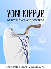 Banner do Yom Kippur, Rosh Hashaná, Shana tova. Shofar, Israel