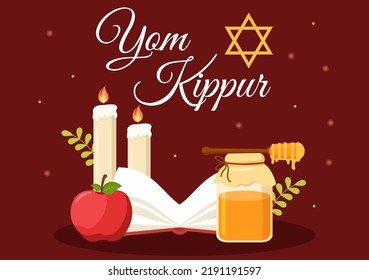 Yom Kippur Celebration Hand Drawn Cartoon Flat Illustration to Day of Atonement in Judaism on Background Design