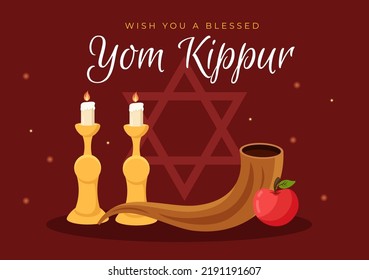 Yom Kippur Celebration Hand Drawn Cartoon Flat Illustration to Day of Atonement in Judaism on Background Design