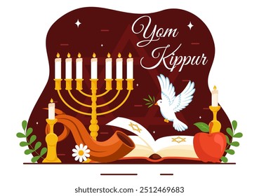 Celebração do Yom Kipur ou Desejo-lhe uma Ilustração Vetorial do Dia Abençoado para o Dia da Expiação no Judaísmo e para o Feriado Judaico em um Fundo