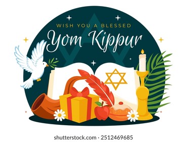 Celebração do Yom Kipur ou Desejo-lhe uma Ilustração Vetorial do Dia Abençoado para o Dia da Expiação no Judaísmo e para o Feriado Judaico em um Fundo