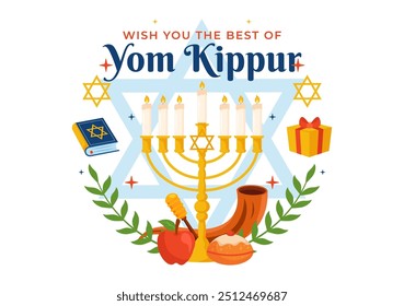 Celebração do Yom Kipur ou Desejo-lhe uma Ilustração Vetorial do Dia Abençoado para o Dia da Expiação no Judaísmo e para o Feriado Judaico em um Fundo