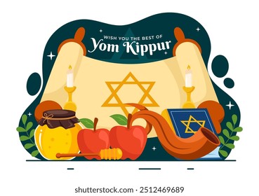 Yom Kippur Celebration or Wish You a Blessed Day Vector Illustration for the Day of Atonement in Judaism and for the Jewish Holiday in a Background