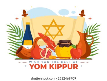 Yom Kippur Celebration or Wish You a Blessed Day Vector Illustration for the Day of Atonement in Judaism and for the Jewish Holiday in a Background