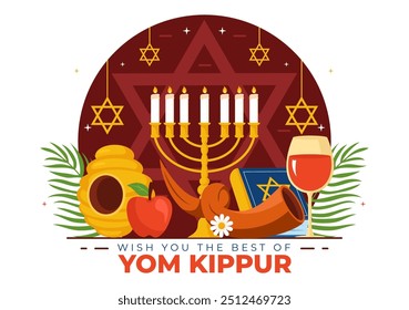 Yom Kippur Celebration or Wish You a Blessed Day Vector Illustration for the Day of Atonement in Judaism and for the Jewish Holiday in a Background