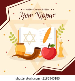 Yom Kippur Day Celebration Background Template Hand Drawn Cartoon Flat Illustration