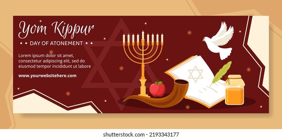 Yom Kippur Day Celebration Cover Template Hand Drawn Cartoon Flat Illustration