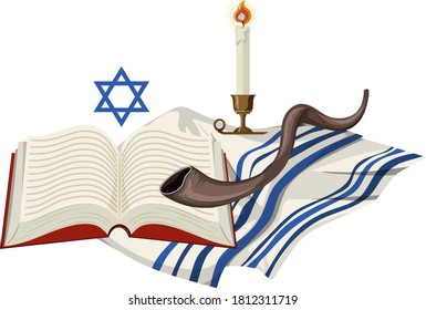 Elemento Yom kippur en la ilustración de fondo blanco