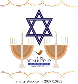 Yom Kippur greeting  card poster banners,  vector illustration.