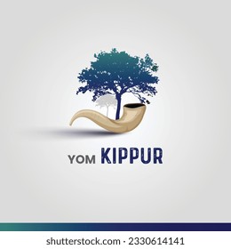 Yom Kippur. Yom Kippur in Hebrew. Greeting card set for Jewish holiday Yom Kippur and Jewish New Year