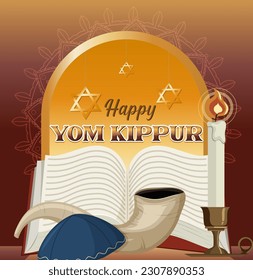 Yom Kippur Jewish day illustration