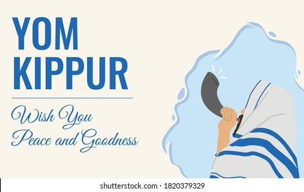 Yom Kippur Jewish Holiday poster concept, celebrating high holiday of Israel, use for poster, post card and social media post.