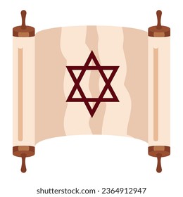 yom kippur jewish scroll isolated icon