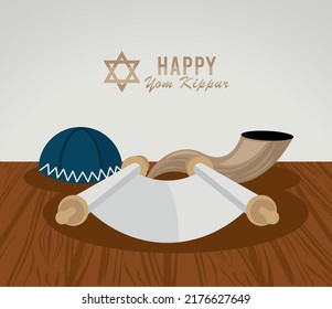 afiche de letras de yom kippur con papiro