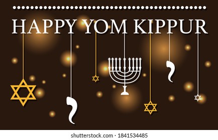Yom Kippur logo greeting card template or background illustration