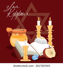 yom kippur postcard with icons