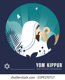 Yom Kippur Template Vector Illustration. Jewish Holiday Decorative Design Suitable for Greeting Card, Poster, Banner, Flyer. Israel Holiday for Judaism religion, day of atonement