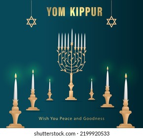 Ilustración de vectores de plantillas de Yom Kippur. Diseño decorativo judío de vacaciones adecuado para tarjetas de felicitación, afiches, pancartas, volante. Día feriado de Israel por la religión judaica, día de expiación