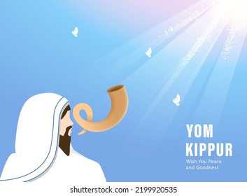 Yom Kippur Template Vector Illustration. Jewish Holiday Decorative Design Suitable for Greeting Card, Poster, Banner, Flyer. Israel Holiday for Judaism religion, day of atonement