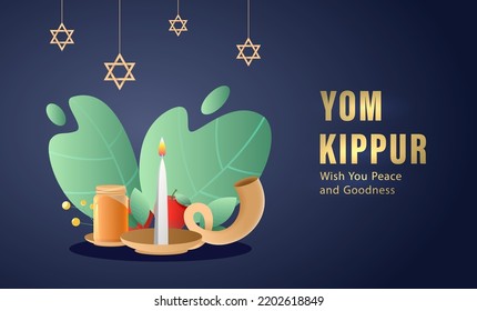 Yom Kippur Template Vector Illustration. Jewish Holiday Decorative Design Suitable for Greeting Card, Poster, Banner, Flyer. Israel Holiday for Judaism religion, day of atonement