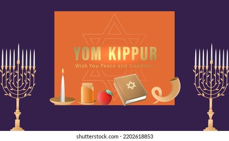 Yom Kippur Template Vector Illustration. Jewish Holiday Decorative Design Suitable for Greeting Card, Poster, Banner, Flyer. Israel Holiday for Judaism religion, day of atonement