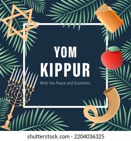 Yom Kippur Template Vector Illustration. Jewish Holiday Decorative Design Suitable for Greeting Card, Poster, Banner, Flyer. Israel Holiday for Judaism religion, day of atonement