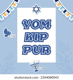 Yom Kippur Template Vector Illustration. Jewish Holiday Decorative Design Suitable for Greeting Card, Poster, Banner, Flyer. Israel Holiday for Judaism religion, day of atonement