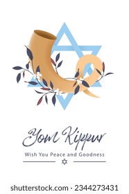 Yom Kippur Template Vector Illustration. Jewish Holiday Decorative Design Suitable for Greeting Card, Poster, Banner, Flyer. Israel Holiday for Judaism religion, day of atonement