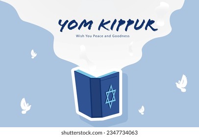 Yom Kippur Template Vector Illustration. Jewish Holiday Decorative Design Suitable for Greeting Card, Poster, Banner, Flyer. Israel Holiday for Judaism religion, day of atonement