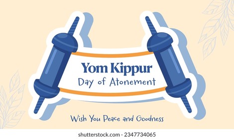 Ilustración de vectores de plantillas de Yom Kippur. Diseño decorativo judío de vacaciones adecuado para tarjetas de felicitación, afiches, pancartas, volante. Día feriado de Israel por la religión judaica, día de expiación