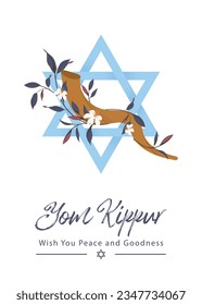 Yom Kippur Template Vector Illustration. Jewish Holiday Decorative Design Suitable for Greeting Card, Poster, Banner, Flyer. Israel Holiday for Judaism religion, day of atonement