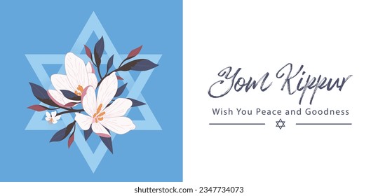 Yom Kippur Template Vector Illustration. Jewish Holiday Decorative Design Suitable for Greeting Card, Poster, Banner, Flyer. Israel Holiday for Judaism religion, day of atonement