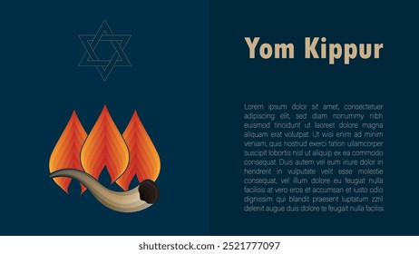 Modelo do Yom Kipur, ilustração vetorial. Projeto decorativo de feriado judaico Adequado para cartão de saudação, cartaz, banner, panfleto. Férias de Israel para o judaísmo.