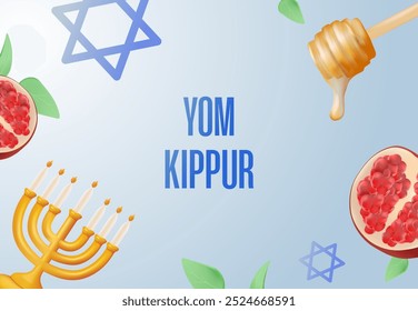 Ilustração vetorial do modelo do Yom Kipur. Projeto decorativo de feriado judaico Adequado para cartão de saudação, cartaz, banner, panfleto. Israel Férias para a religião judaica, dia da expiação