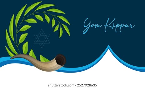 Yom Kippur template, vector Illustration. Jewish Holiday Decorative Design Suitable for Greeting Card, Poster, Banner, Flyer. Israel Holiday for Judaism.