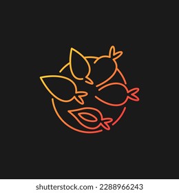 Yomari gradient vector icon for dark theme. Traditional Nepali dish. Rice dumpling with molasses. Nepalese cuisine. Thin line color symbol. Modern style pictogram. Vector isolated outline drawing