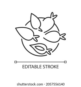 Yomari linear icon. Traditional Nepali dish. Rice dumpling with sweet molasses. Nepalese cuisine. Thin line customizable illustration. Contour symbol. Vector isolated outline drawing. Editable stroke