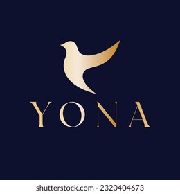 Yona logo design. Abstract bird vector logotype. Luxury bird logo template.