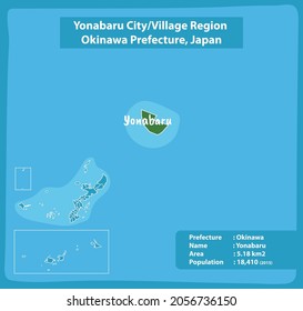 Yonabaru City Village Region Okinawa Prefecture Map, Japan