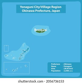 Yonaguni City Village Region Okinawa Prefecture Map, Japan
