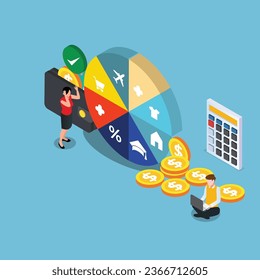Yong couple Family budget planning 3d vector illustration concept for banner, website, illustration, landing page, flyer, etc