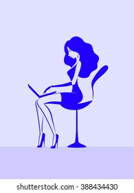 Yong lady works at the computer