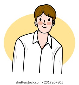 Yong man cartoon drawing flat design style minimal illustration on white background.