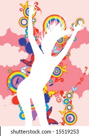 yong woman against a  summer fantasy background
