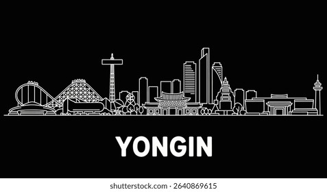 Yongin Skyline South Korea Minimalist Outline.