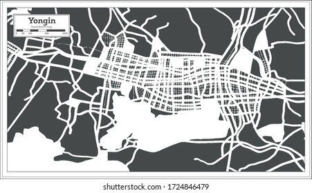 Yongin South Korea City Map in Retro Style. Outline Map. Vector Illustration.