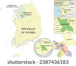 Yongin-si (Yongin) location on Gyeonggi-do (Gyeonggi Province) and Republic of Korea (South Korea) map. Clored. Vectored