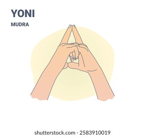 Yoni Mudra hand gesture symbolizing inner peace and feminine energy. Used in yoga, meditation, and spiritual practices for focus and relaxation.