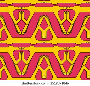 Yoni Mudra pattern seamless. Yoga symbolic hand gesture background 